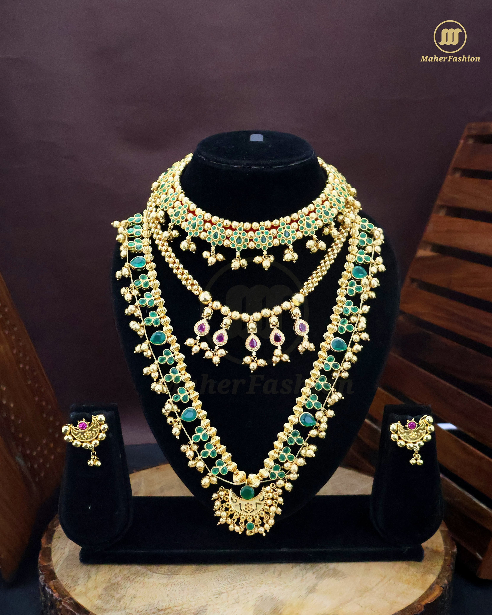 Traditional Green Kolhapuri Saaj Combo-Set